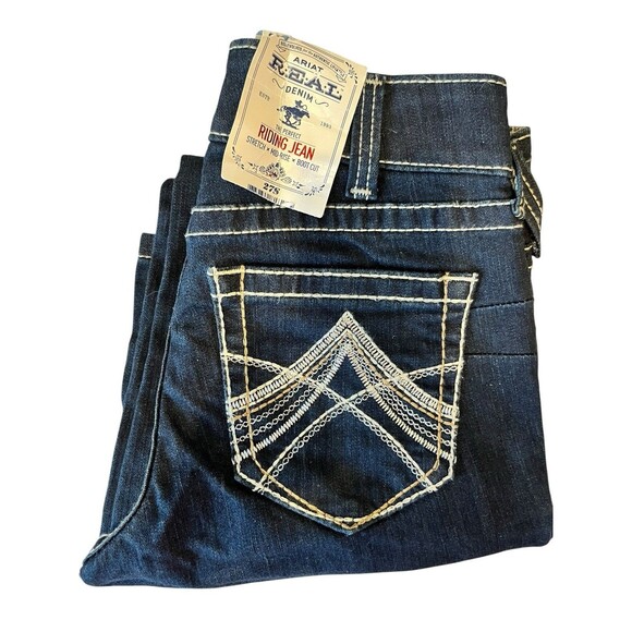 Ariat Real Jeans Mid Rise Chainlink Bootcut Womens Sz 27 Short  Dark Blue 2450 - Picture 1 of 7